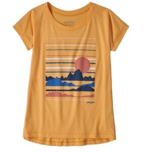 Patagonia Girls XXL Graphic T Shirt‎ Sunset Landscape Short Sleeve Top